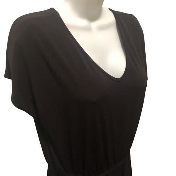 Clara Sun Woo Black Slinky Full Leg Cropped Jumper L Cap Sleeve V Neck Dressy - Picture 4 of 7